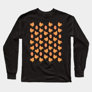 The cute yellow and red chicken and egg pattern, version 4 Long Sleeve T-Shirt